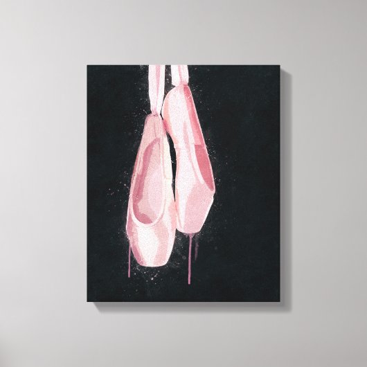 Pop Kunstroze balletschoenen Canvas Afdruk (Voorkant)