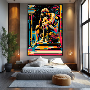 Pop kunstvisie van de denker canvas afdruk