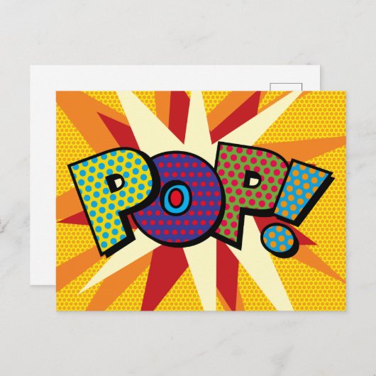 POP Leuke Retro Strip Pop Art Aankondigingskaart (Voorkant / Achterkant)