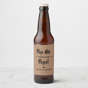 Pop me als ze Pop, Baby shower label, Kraft Bier Etiket
