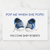 Pop me als ze Pop, Blue Baby Sneakers Sparkling Wijnetiket (Enkel label)