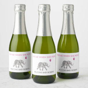 Pop me als ze Pop met een Baby-elfant champagne-la Sparkling Wijnetiket