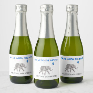 Pop me als ze Pop met een Baby-elfant champagne-la Sparkling Wijnetiket