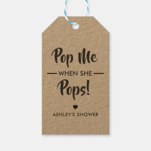 Pop me als ze Poppen, Baby shower cadeau Label, Kr Cadeaulabel