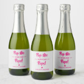 Pop me als ze Poppen, Baby shower label, roze ham Sparkling Wijnetiket (Flessen)