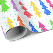 Pop met kleurrijke kerstbomen cadeaupapier (Rol Hoek)