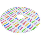 Pop met kleurrijke kerstbomen imitatie linnen kerstboom kleed (Gekanteld)