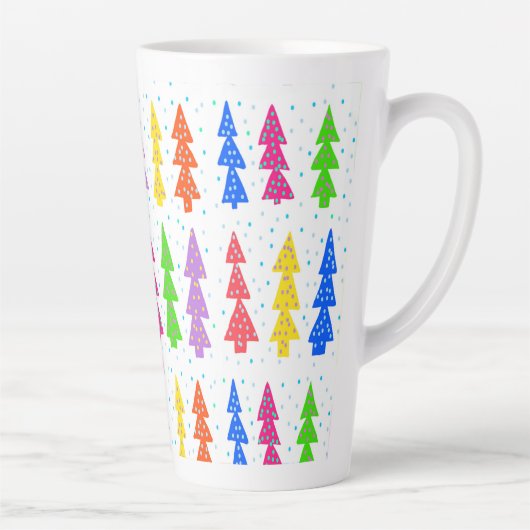 Pop met kleurrijke kerstbomen latte mok (Rechts)