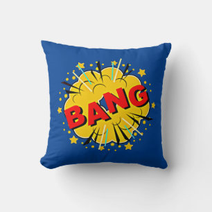Pop met komische stijl Art Retro Blue Yellow Red B Kussen