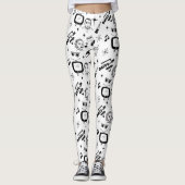 Pop met zwarte en witte retro leggings (Voorkant)