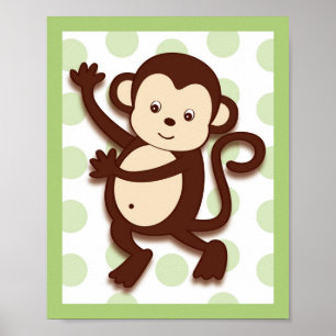 Pop Mod Monkey Jungle Kinderkamer Muur Kunst Afdru Poster
