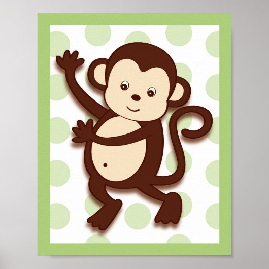 Pop Mod Monkey Oerwoud Nursery Wall Art afdrukken  Poster (Voorkant)