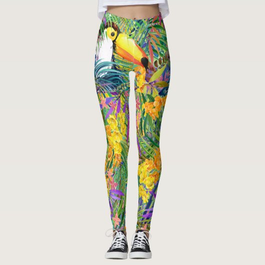 Pop Mode Tropische Toucan Leggings (Voorkant)