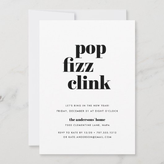 Pop moderne | Invitation du réveillon du Nouvel An (Devant)