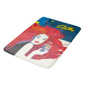 pop "Mooie Mode vrouw met koffiebeker" Art Badmat (Gekanteld)