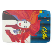 pop "Mooie Mode vrouw met koffiebeker" Art Badmat (Voorkant)