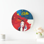 pop "Mooie Mode vrouw met koffiebeker" Art Grote Klok (Huis)