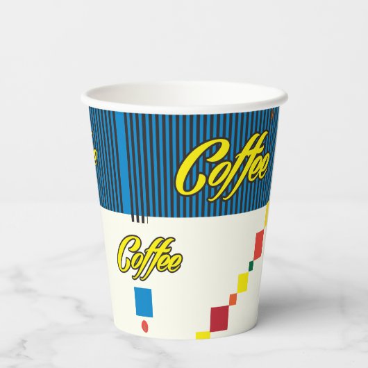 pop "Mooie Mode vrouw met koffiebeker" Art Papieren Bekers (Achterkant)