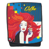 pop "Mooie Mode vrouw met koffiebeker" Art Rugtassen (Voorkant)