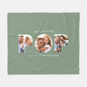 Pop multi-foto moderne typografie elegant groen fleece deken