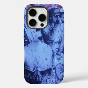 Pop Muzikanten Blauwe Paarse Art Print iPhone 16 Pro Hoesje