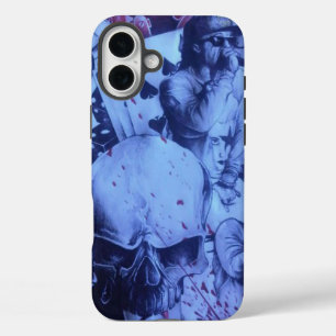 Pop Muzikanten Blauwe Paarse Art Print iPhone 16 Plus Hoesje