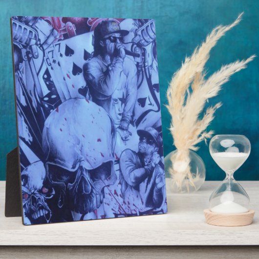 Pop Muzikanten Blauwe Paarse Art Print Fotoplaat (Zijkant)