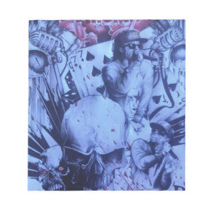 Pop Muzikanten Blauwe Paarse Art Print Notitieblok