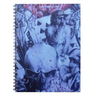 Pop Muzikanten Blauwe Paarse Art Print Notitieboek