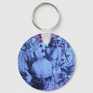 Pop Muzikanten Blauwe Paarse Art Print Sleutelhanger