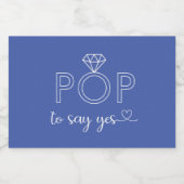 Pop om ja te zeggen diamanten ring blauw Sparkling Sparkling Wijnetiket (Enkel label)