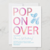 Pop On Over Balloon Animal Anniversaire Invitation (Devant)