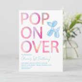 Pop On Over Balloon Animal Anniversaire Invitation (Debout devant)