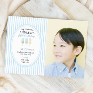 Pop on Over Blue Popsicle Invitation Anniversaire