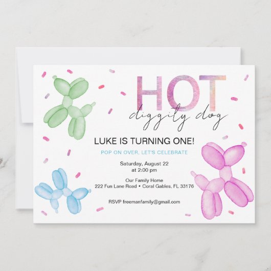 Pop On Over Bright Balloon Anniversaire Invitation (Devant)