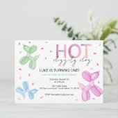 Pop On Over Bright Balloon Anniversaire Invitation (Debout devant)