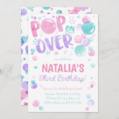 Pop on Over Bubbles Anniversaire Fête Invitation (Devant / Derrière)
