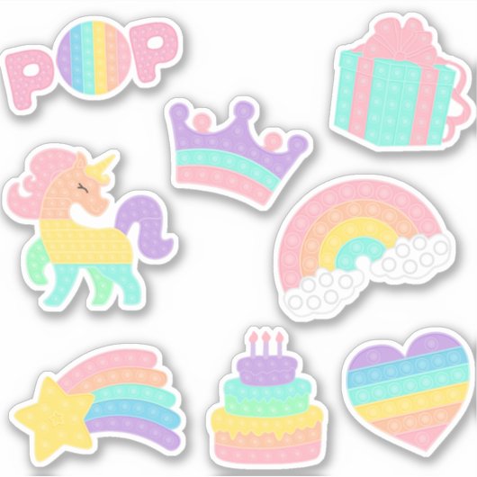 Pop on over ! pop it kid for girl sticker pack (Devant)