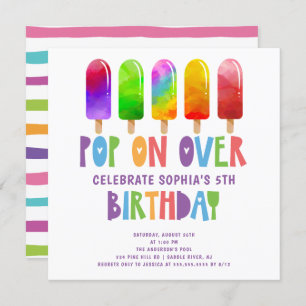 Pop On Over Popsicles Anniversaire Fête Invitation