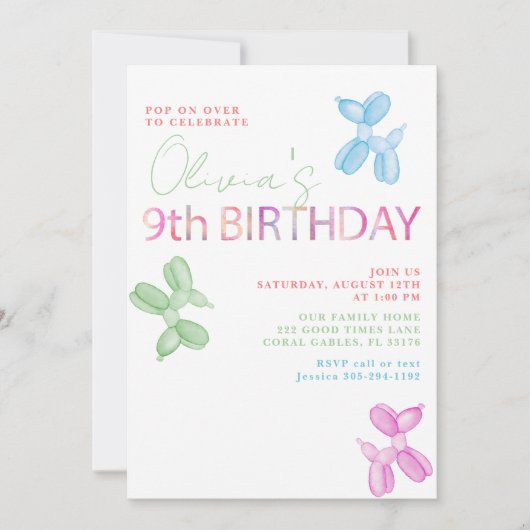 Pop On Plus 9th Birthday Invitation (Devant)