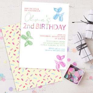 Pop op meer dan 2e verjaardag Balloon Dog Invite Kaart