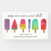 Pop op Over en Chill Popsicle verjaardagsfeestje Spandoek (Horizontaal)