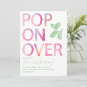 Pop op over groene ballonhond verjaardagsuitnodigi kaart (Staand voorkant)