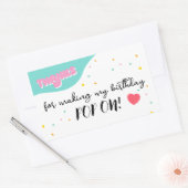 Pop op over verjaardagsfeestje rechthoekige sticker (Envelop)