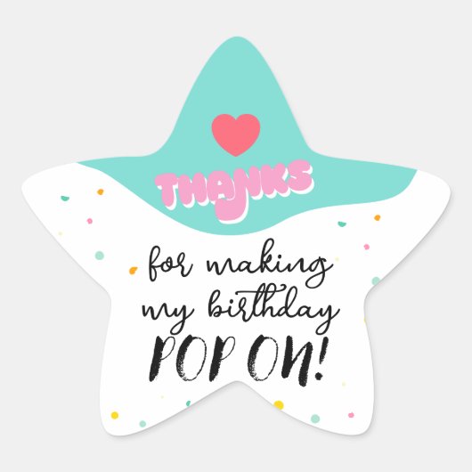 Pop op over verjaardagsfeestje ster sticker (Voorkant)