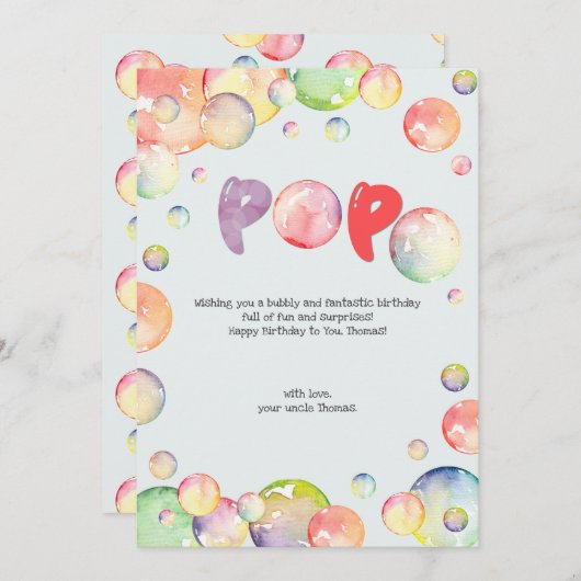 Pop op over! Zeepbellen Gelukkige verjaardag Feestdagenkaart (Voorkant / Achterkant)