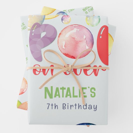 Pop op over! Zeepbellen verjaardags kind Inpakpapier Vel (In situ)