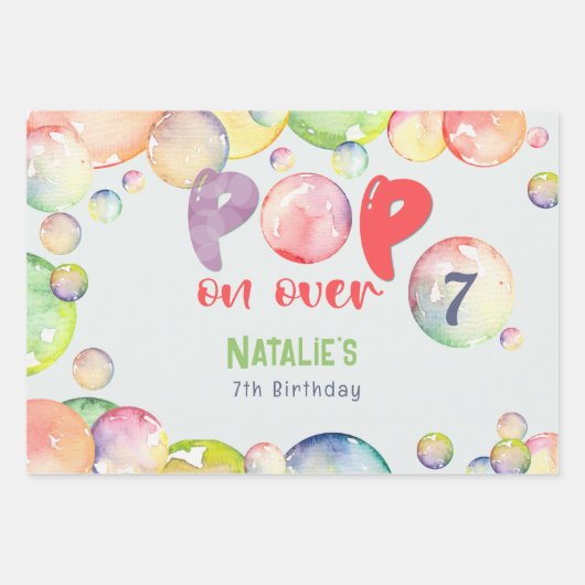 Pop op over! Zeepbellen verjaardags kind Inpakpapier Vel (Voorkant)