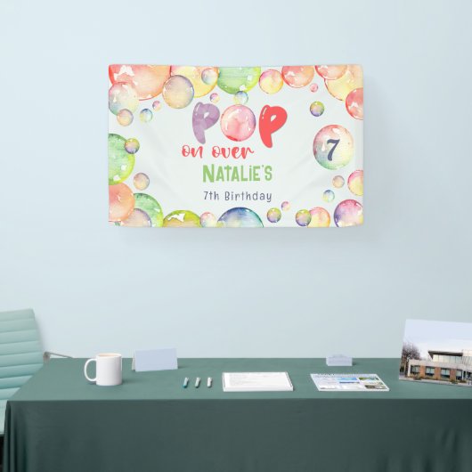 Pop op over! Zeepbellen verjaardags kind Spandoek (Beurs)