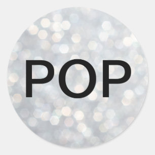 POP op Zilveren Champagne Bubbles Sticker